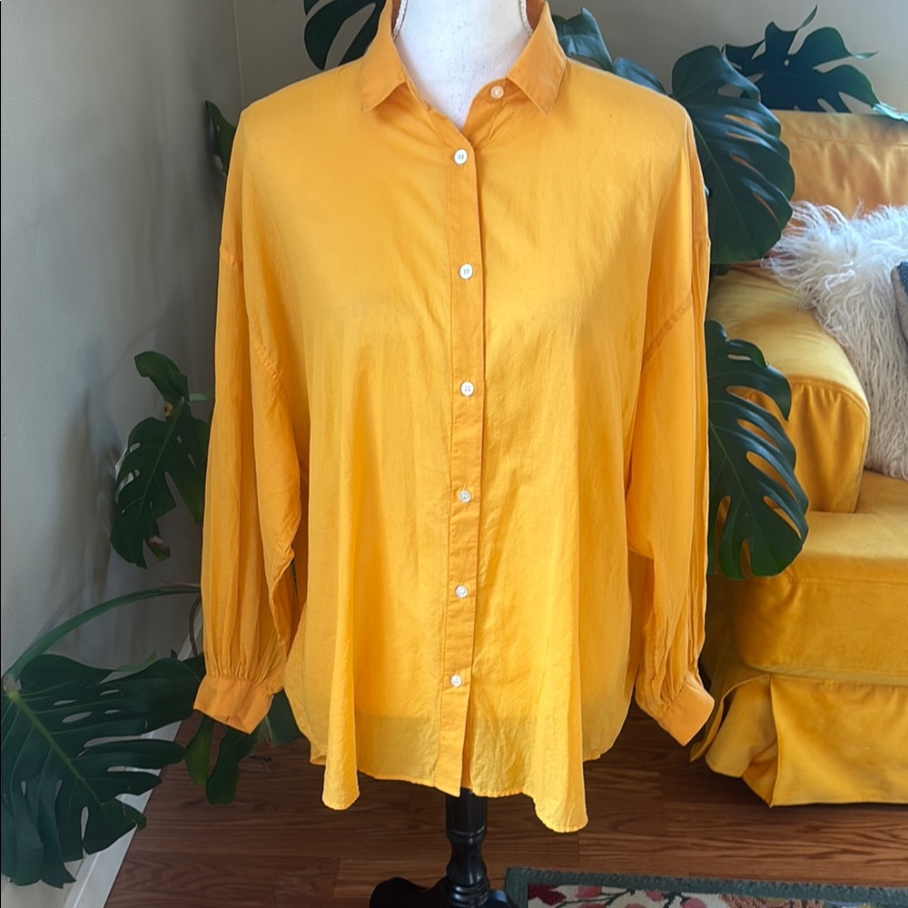 American Holic 100% Cotton‎ Orange Oversize Button Down Shirt Size Medium
